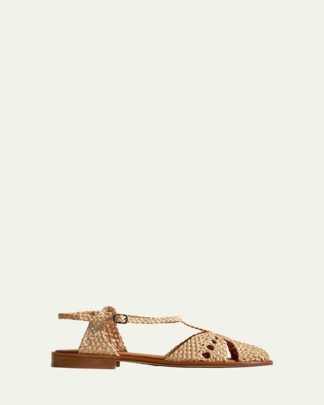Sorolla Raffia Ankle-Strap Flats